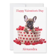 Custom French Bulldog Basket with Hearts Valentine