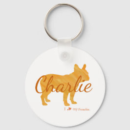 Custom French Bulldog Pastel Orange Frenchie Nyckelring