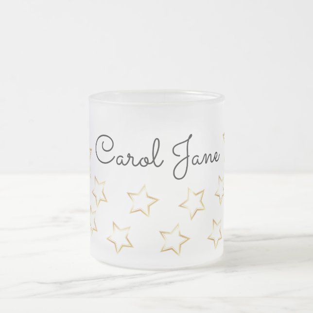Custom Frosted Mug with Star -editable name Frostad Glasmugg (Center)