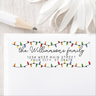 Custom Fun Festive Party String Lights Pattern Returadress Etikett