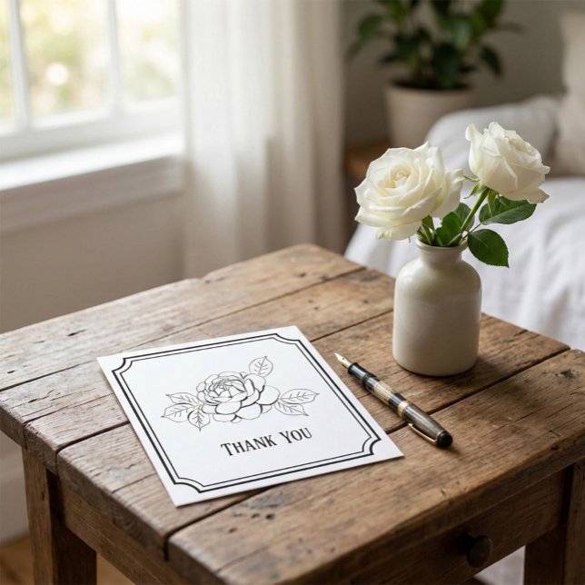 Custom Funeral Thank You Card with Rose Flower Tack Kort (Skapare uppladdad)