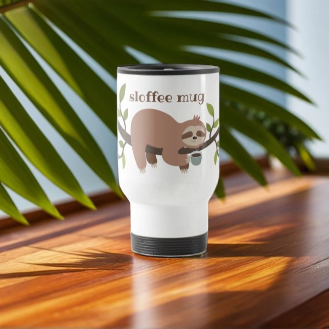 Custom Funny Cartoon Sloth Travel Mug Resemugg (Skapare uppladdad)