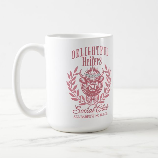 Custom Funny Cow Gift For Her, Heifer Social Club Kaffemugg (Vänster)