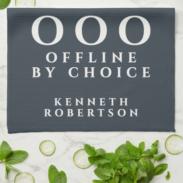 Custom Funny Minimalist OOO Navy Blue White Men Kökshandduk (Vikta)