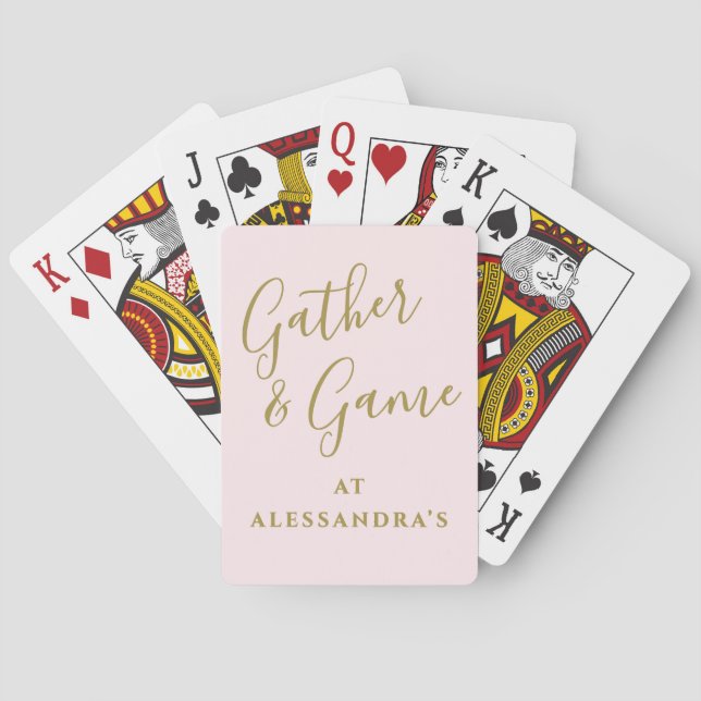 Custom Funny Pastel Pink Gold Script Minimalist Casinokort (Baksidan)