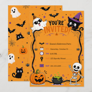 Custom Funny Spooky Cat Halloween Inbjudningar