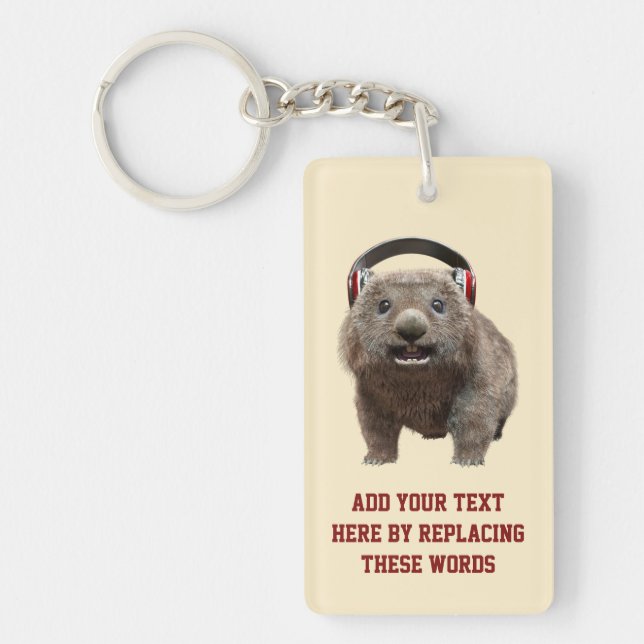 Custom Funny Wombat with headphones Cool Animal (Framsidan)