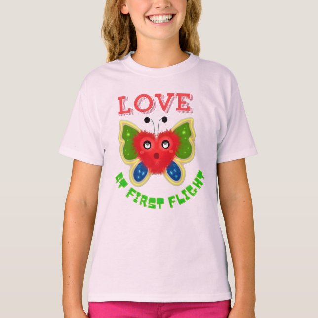 Custom Fuzzy Heart Butterfly Gift T Shirt (Framsida)