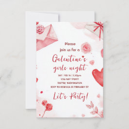 Custom Galentines Love Pattern Party Invitation OSA Kort