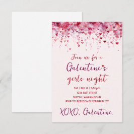 Custom Galentines Pink Hearts Party Invitation OSA Kort