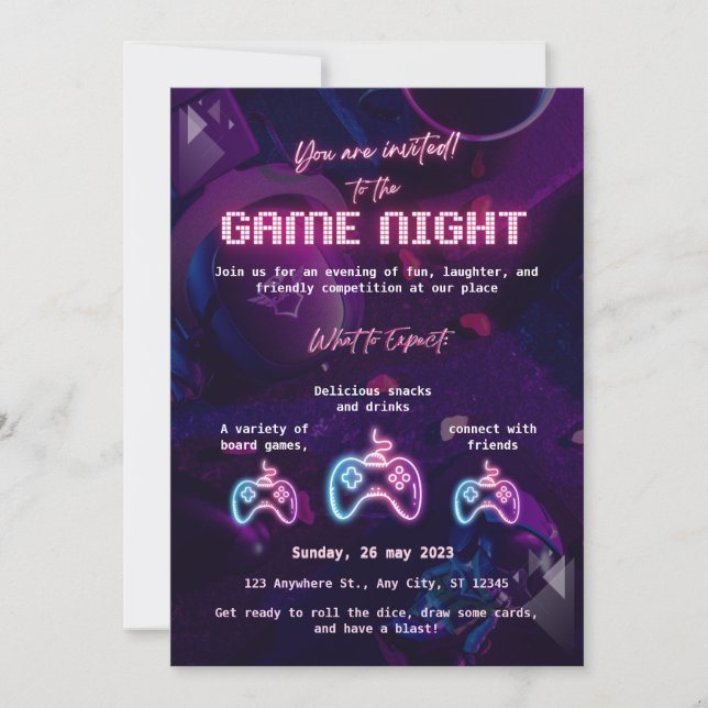 Custom Game Night Invitation Inbjudningar (Framsida)