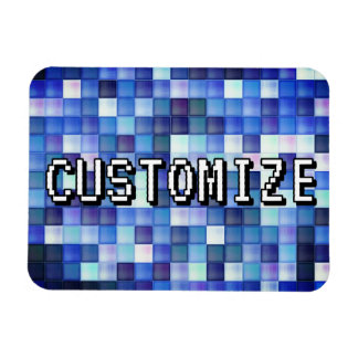 Custom Gamertag Blue 8-Bit Pixel Square Pattern Magnet