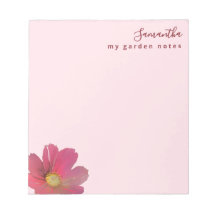 Custom Garden Notes Pastel Pink Watercolor Flower