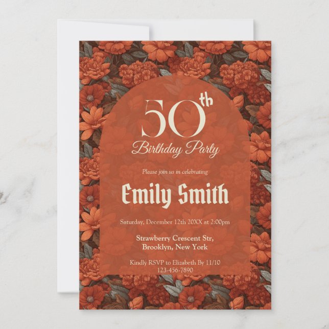 Custom Gardenias Floral Birthday Inbjudningar (Framsida)