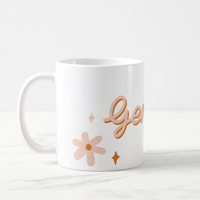 Custom Gemini Zodiac Name & Stars Minimalist Gift Kaffemugg (Vänster)