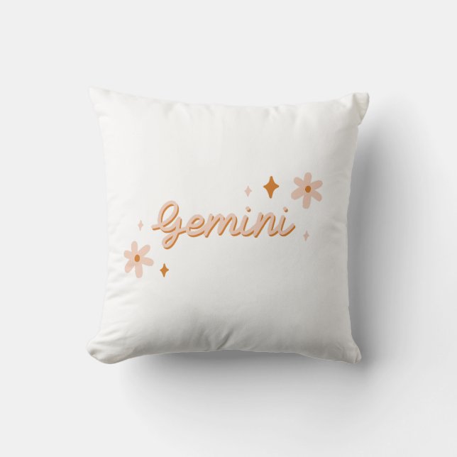 Custom Gemini Zodiac Name & Stars Minimalist Gift Kudde (Framsida)