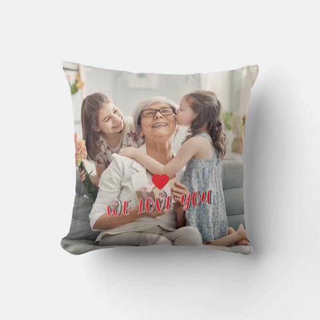 Custom Gift for Mother Grandma -Throw Pillow Photo Kudde (Framsida)