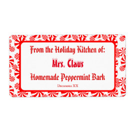 Custom Gift Red White Holiday Peppermint Pattern Fraktsedel