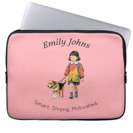 Custom Girl & Dog Electronics Bag Laptop Fodral
