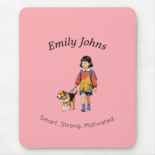 Custom Girl & Dog School Mousepad Musmatta (Framsidan)