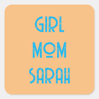 custom GIRL MOM BABY SHOWER peach Paper Plate Fyrkantigt Klistermärke