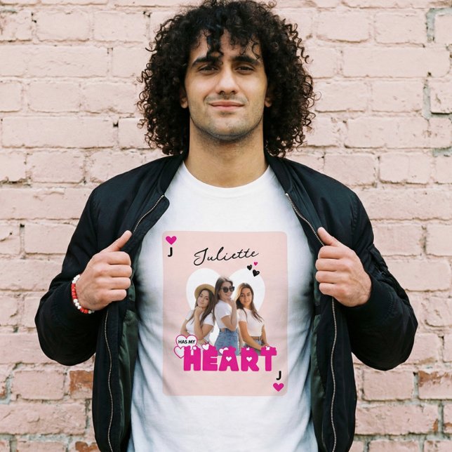 Custom Girlfriend Photos With Name Valentine Heart T Shirt (Custom Girlfriend Photos With Name Valentine Heart Tri-Blend Shirt)
