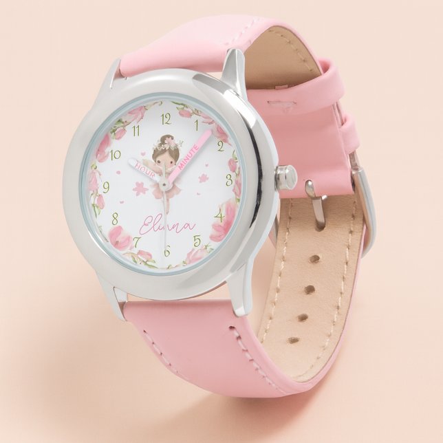 Custom Girls Name Pink Fairy Kids Watch Armbandsur (Skapare uppladdad)