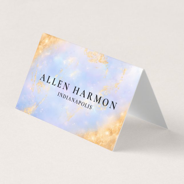 Custom Glitter Blue Opal Stone Background  Visitkort (Framsida)