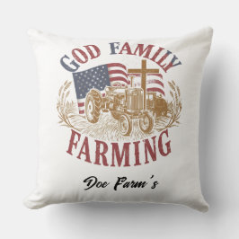Custom “God Family Farming” Farmhouse Pillow Kudde