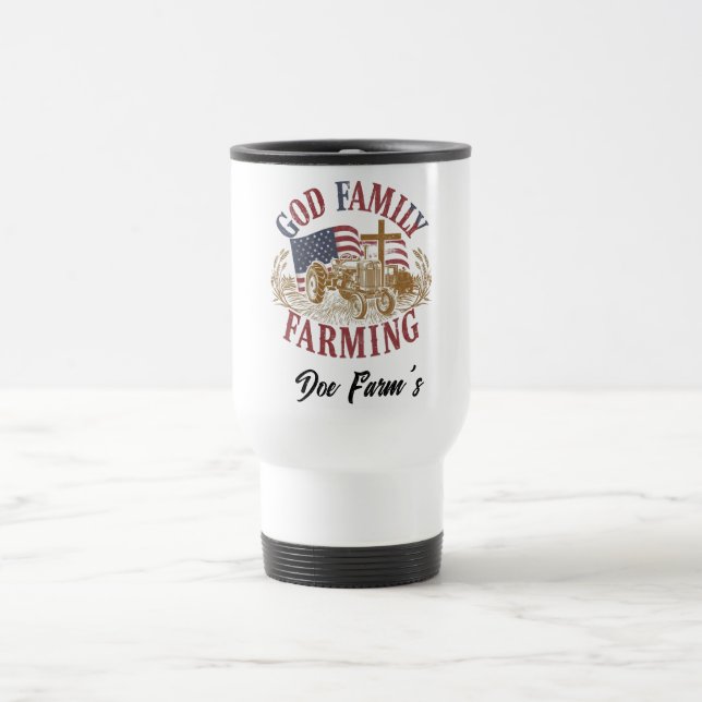 Custom “God Family Farming” Travel Mug Resemugg (Center)