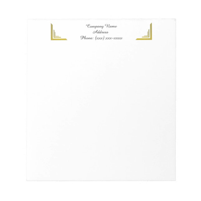Custom Gold Corner Business Notepad Anteckningsblock (Framsida)