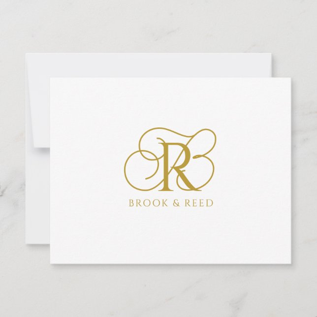 Custom Gold Monogram Initials Couple Names Anteckningskort (Framsida)