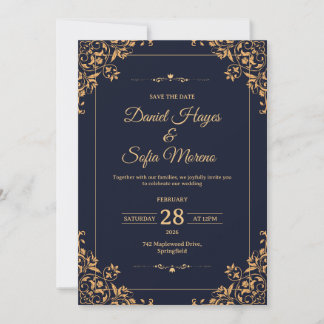 Custom Gold Wedding Invitation | Inbjudningar