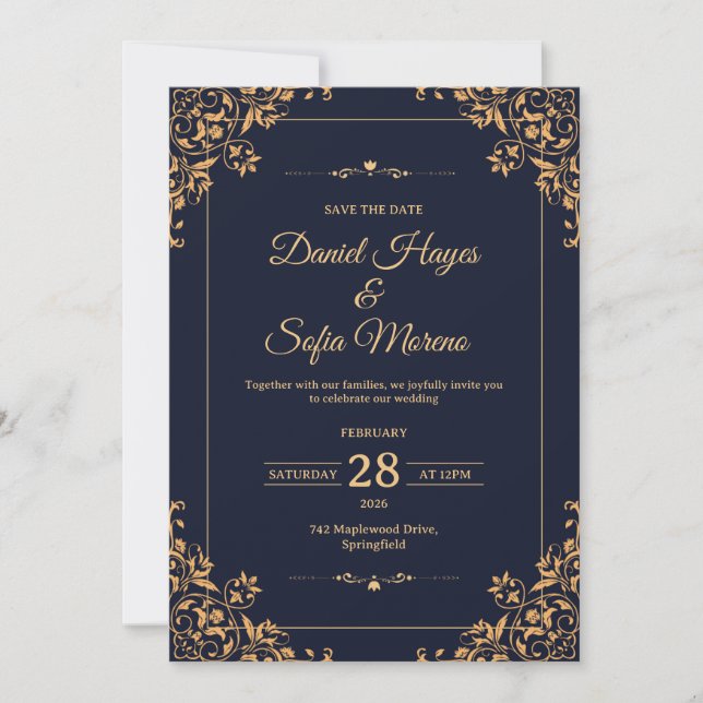 Custom Gold Wedding Invitation |  Inbjudningar (Framsida)