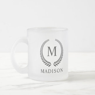 Custom Golden Black and Gold Glitter Monogram  Frostad Glasmugg