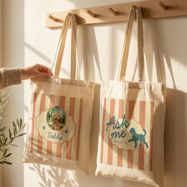 Custom Golden Doodle Photo Name Terracotta Stripes Tygkasse