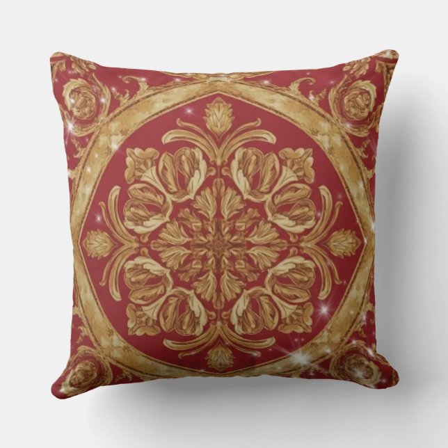 Custom Golden Red Ornate  – Personalized Luxury De Kudde (Baksida)