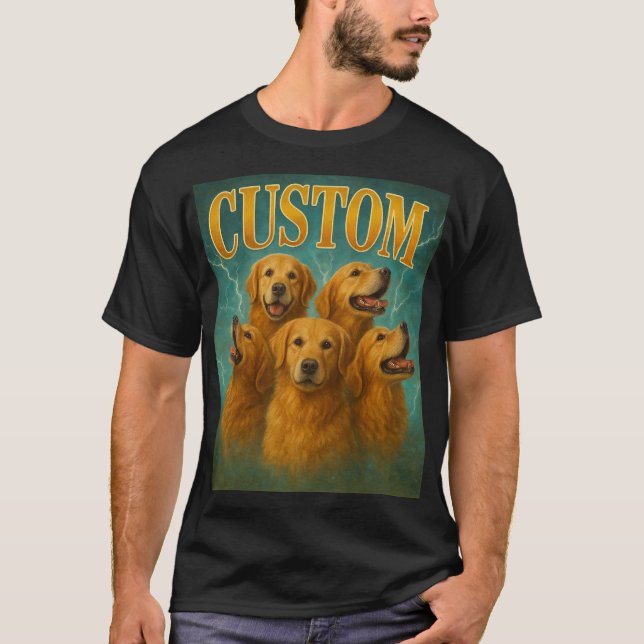 Custom Golden Retriever Dog Art T-Shirt – Cute Per (Framsida)