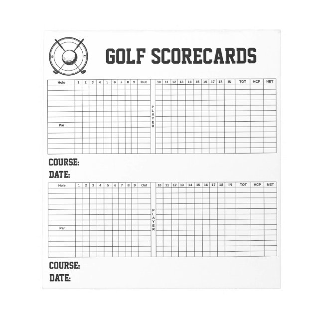 Custom Golf Scorecards Anteckningsblock (Framsida)