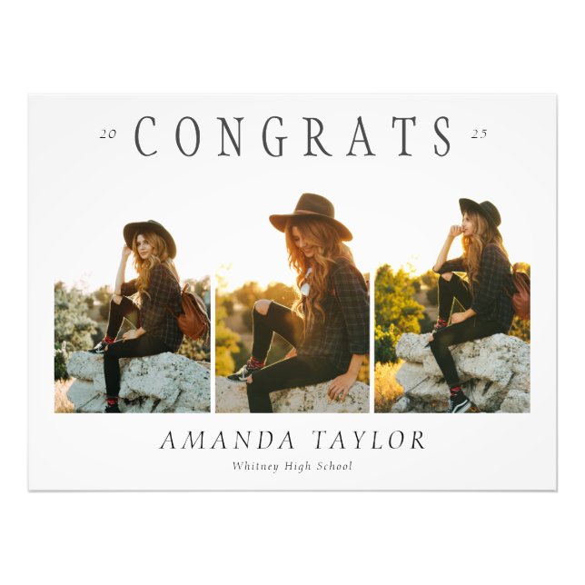 Custom Graduation 3 Photo Collage Congrats Poster (Framsidan)