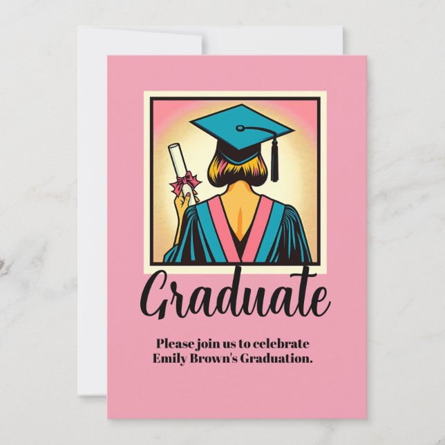 Custom Graduation Party Pop Art Inbjudningar (Framsida)