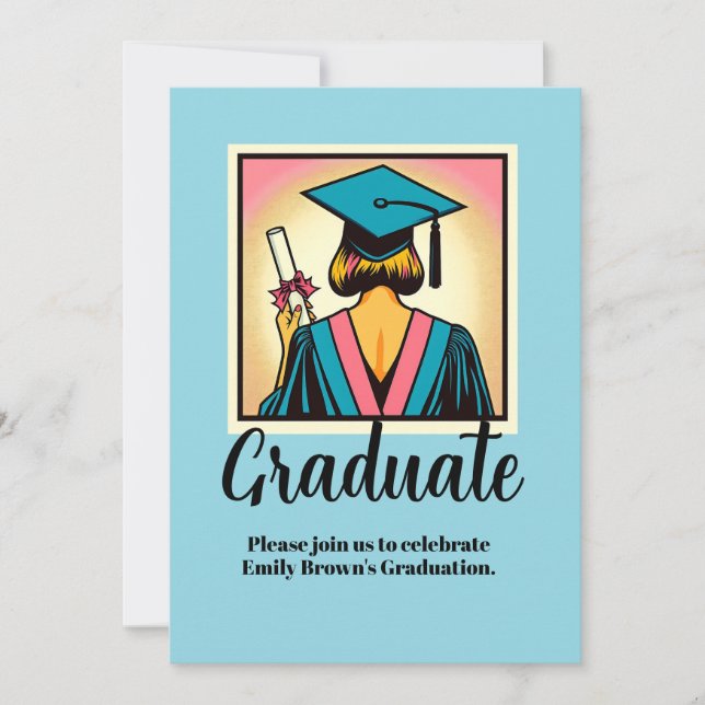 Custom Graduation Party Pop Art Inbjudningar (Framsida)