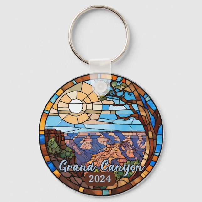 Custom Grand Canyon Faux Stained Glass  Nyckelring (Framsida)