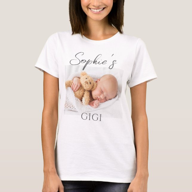Custom Grandma Gigi Photo  T Shirt (Framsida)