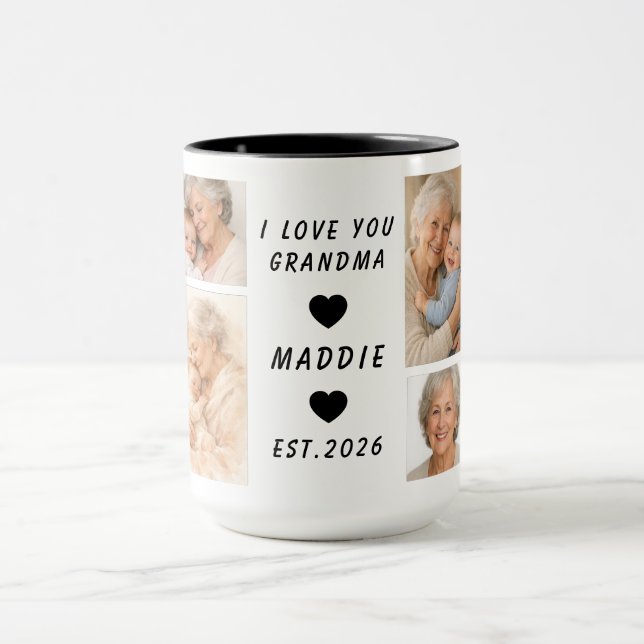 Custom Grandma Photo Collage | Grandparents Day Mugg (Center)