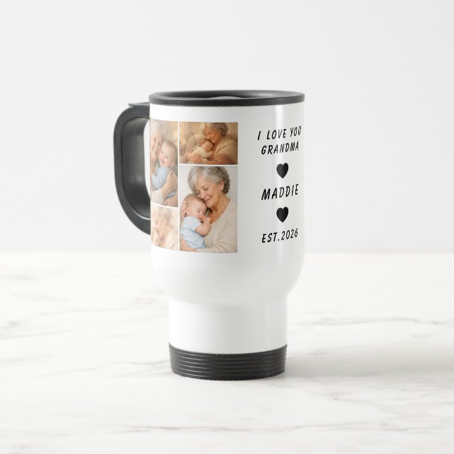 Custom Grandma Photo Collage | Grandparents Day Resemugg (Framsida vänster)