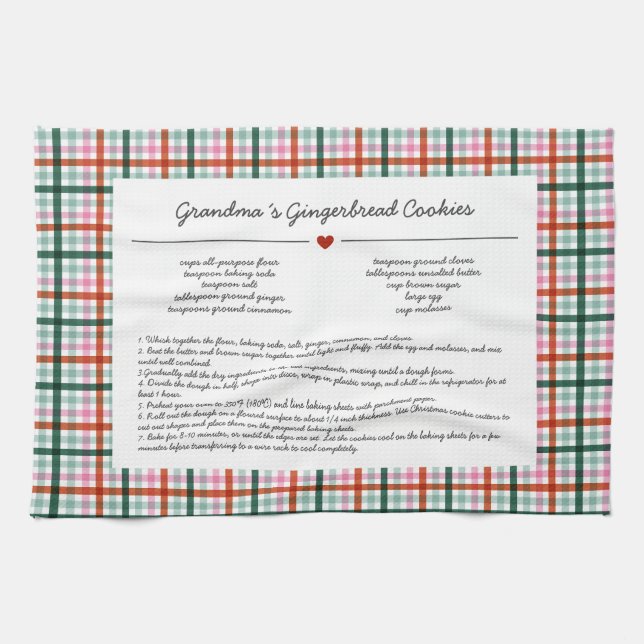 Custom Grandma Recipe Keepsake Christmas Kökshandduk (Horisontell)