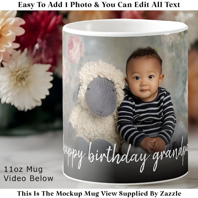 Custom Grandpa Photo Mug Modern One Photo Easy Kaffemugg (Skapare uppladdad)