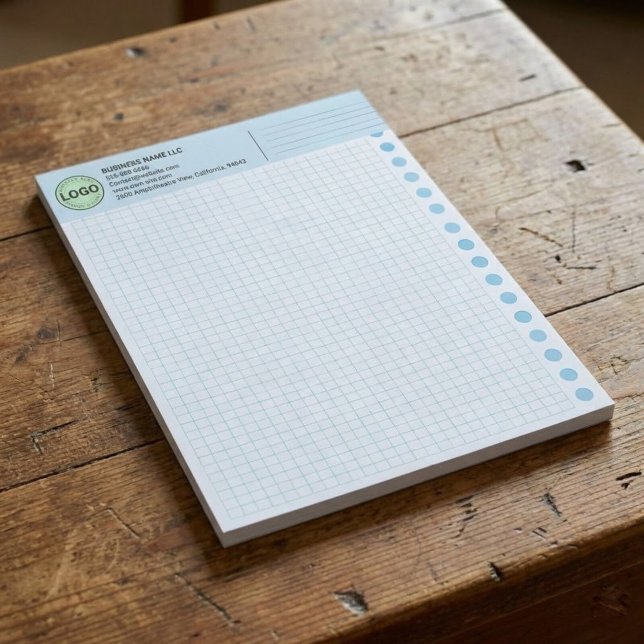 Custom Graph Paper Logo Pad (Grid Sheets, Squares) Anteckningsblock (promotional gridded paper with company logo)
