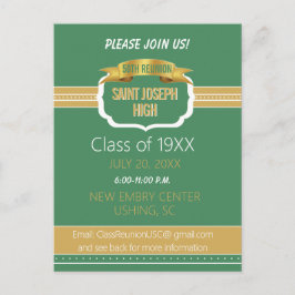 Custom Green 50th Class Reunion Invite Vykort